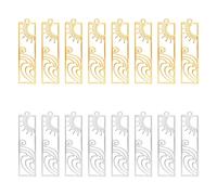 UNICRAFTALE 8pcs 2 Colors Sun Wave Charms Stainless Steel Rectangle Hollow Pendants Ocean Pendant 41x11mm Charms for Outdoor Lovers Surf Climbers