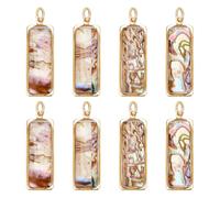 UNICRAFTALE 8Pcs Abalone Shell Charms Paua Shell Pendant Rectangle Shells Charms Natural Pearl Pendants Golden Pearl Loose Beads Charm for DIY Jewelry Making Necklace Bracelet