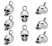 UNICRAFTALE 8pcs Antique Silver Skull Pendants 20mm Stainless Steel Skull Head Pendants Charms Retro Skull Style Large Hole Dangle Necklace Charms for Jewelry Making