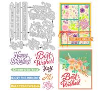 UNICRAFTALE 8pcs English Words Metal Cutting Dies for Card Making Blessing Words Metal Die Cuts Carbon Steel Embossing Template Scrapbooking Template Dies for DIY Wedding Birthday Photo Album Decor