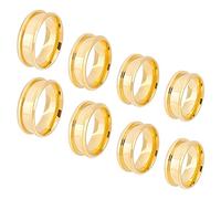 UNICRAFTALE 8pcs Golden Blank Core Ring 4 Sizes Stainless Steel Grooved Finger Ring Round Band Ring for Inlay Ring Jewelry Wedding Band Making 16-19mm