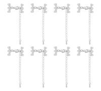 UNICRAFTALE 8Pcs Necklace Layering Clasp 92mm/9.2cm Multi Strand Slide Lock Separator with Clear CZ Pave Chain Extender Platinum Metal Necklace Layering Clasp for Jewelry Making Stack