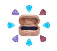 UNICRAFTALE 8Pcs Plastic Guitar Picks Guitar Plectrum Holder Set with 1pcs Walnut Wooden Guitars Pick Storage Boxes Mini Jewelry Box Wooden Trinkets Accessories for Guitars Player Gifts