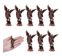UNICRAFTALE 8pcs Red Copper Archangel Saint Michael Statue 79.5mm high Small Religious Alloy Angel Figurines Ornaments for Home Office Decoration