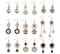 UNICRAFTALE 9 Styles Steampunk Gears Earrings Vintage Steam Dangle Earrings Antique Clockwork Steam punk Personalized Dragonfly Jewelry Accessories for Women Halloween Cosplay, Metal, No Gemstone