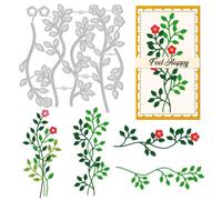 UNICRAFTALE 9Pc Nature Plants Theme Cutting Dies Metal Flowers Leaves Tree Template Stainless Steel Reusable Cutting Dies Drawing Stencils Tool for Stencil Bookmark Dot Journal Stencil