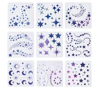 UNICRAFTALE 9Pcs Star Stencils for Wall Drawing Moon Twinkle Stars Stencil for Card Making Paint Reusable Painting Stencils Templates 30x30cm for Walls Wood Burning Art Craft Canvas Fabric Decor
