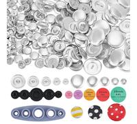 UNICRAFTALE About 100 Pcs Cover Button Kit with Tools 5 Sizes Iron DIY Fabric Covered Buttons Fabric Template Silver Covered Buttons for Clothes Hats Sweaters Backpacks Crafts 12~28x6~7.5mm