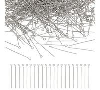 UNICRAFTALE about 1000pcs Stainless Steel Eye Pin, 0.6mm Pin Eyepins with Loop, 40mm Long Eye pins Hooks for Jewelry Making Arts & Crafts Projects with Storage Container, Hole 2mm