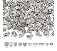 UNICRAFTALE About 100Pcs 10 Styles Bail Beads Tibetan Style Tube Beads Alloy Jewelry Bails Antique Silver Hanger Beads Metal Hanger Dangle Links European Bracelet Making Beads for Jewelry Making