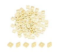 UNICRAFTALE About 100Pcs 18K Gold Plated Spacer Beads Flat Round Square Bead Spacer Small Disc Bead Metal Smooth Square Bracelet Beads for DIY Jeweley Making 1.2mm Hole