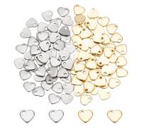 UNICRAFTALE about 100pcs 2 Colors Flat Heart Charms Tiny Love Pendant Stainless Steel Charm Metal Pendants 1mm Small Hole for Valentine Gifts DIY Jewelry Findings Making 6mm Wide