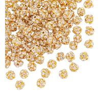 UNICRAFTALE About 100Pcs 6mm Rhinestone Ball Beads Round Bling Disco Beads Gold Sparkly Bead Clay Crystal Bead for DIY Jewelry Bracelet Necklace Earring Crafting Hole 1.2mm