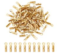 UNICRAFTALE About 100pcs Real 18K Gold Plated Fold Over Ends Cord End Caps Metal Folding Crimps Ends Fold Over Cord Ends Terminators Clamp Clasp End Tips for Bracelets Leather Jewelry Making