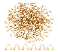 UNICRAFTALE About 100Pcs Real 18K Gold Plated U Shape Guards Cable Protectors 5x6.6x2mm Wire Guardians Thread Protector Loop Guardian Hole 1.2mm for Necklaces Bracelets Jewelry Craft Making