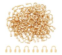 UNICRAFTALE About 100Pcs Real 24K Gold Plated U Shape Guards Cable Protectors 5x4x1mm Wire Guardians Thread Protector Loop Guardian Hole 0.8mm for Necklaces Bracelets Jewelry Craft Making