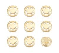 UNICRAFTALE About 10Pcs 18K Gold Plated Spacer Beads Smiling Face Beads Smile Beads Metal Spacer Beads Flat Round Smiling Beads Happy Face Loose Beads Small Beads for DIY Bracelet Necklace Making