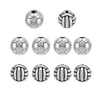 UNICRAFTALE About 10Pcs 2 Styles Metal Spacer Beads Football Beads Antique Silver Volleyball Beads 304 Stainless Steel European Beads Large Hole Beads Sports Ball Beads for Supplies Bracelet Making