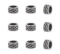 UNICRAFTALE About 10Pcs 304 Stainless Steel European Beads Antique Silver Tibetan Style Metal Bead Column Spacer Beads Large Hole Beads 8.5mm for Hair Beard Bracelets Jewelry Making