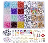 UNICRAFTALE About 1100pcs Friendship Bracelet Kit 8~9mm Glass Seed Beads for Jewelry Making 400Pcs Acrylic Letter Beads (A-Z) with Charms Rhinestone Spacer Beads for DIY Gifts Birthday