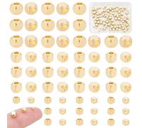 UNICRAFTALE About 120pcs 3 Sizes 18K Gold Plated Cube Beads Stainless Steel Smooth Spacers Loose Metal Spacers Beads for Jewelry Making DIY Bracelet Necklace Crafs Hole 1/2/2.2mm