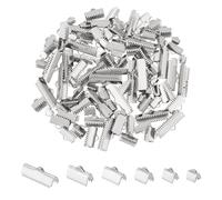 UNICRAFTALE About 120pcs 6 Sizes Rectangle Ribbon Ends with Clamps Stainless Steel Ribbon Crimp Ends Leather Pinch Crimp Fastener for DIY Choker Bracelet Bookmark Making