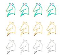 UNICRAFTALE About 12Pcs 3 Colors 304 Stainless Steel Horse Pendants Hollow Charms Animal Charms Equestrian Horsemanship Charms 1.8mm Hole for DIY Bracelet Necklace Jewelry Making