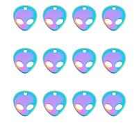UNICRAFTALE about 12pcs Rainbow Alien Charms Stainless Steel ET Alien Head Pendants Flying Alien UFO Dangle Charm for Earrings Bracelet Jewelry Making