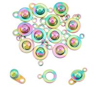 UNICRAFTALE About 12Pcs Stainless Steel Small Snap Clasps Rainbow Color Round Clasps Ball Socket Snap Clasps Fastener Snap Button Clasps for DIY Necklaces Bracelets Jewelry Making 1.5mm Hole