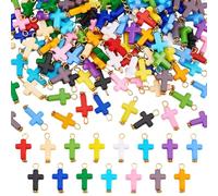 UNICRAFTALE about 150Pcs 15 Colors Acrylic Cross Charms Colorful Crucifix Charms Cross Pendants Easter Charms Punk Charms for Easter Gifts Jewelry Making Crafting Accessory for Easter Gifts