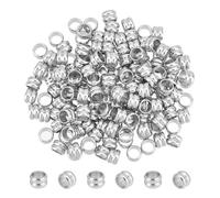 UNICRAFTALE About 150pcs Lanyard Beads Parachute Cord Bead Stainless Steel Column Beads Groove Spacer Beads Lanyard Beads 4.5mm Large Hole Beads for DIY Bracelet Necklace Jewelry Making