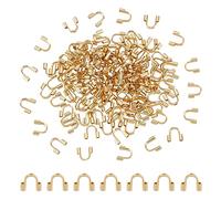 UNICRAFTALE about 150Pcs Real 18K Gold Plated 304 Surgical Stainless Steel Wire Guardian Wire Protector U Shape Loops Metal Wire and Thread Protector Loops Terminators for Leather Cord Bracelets