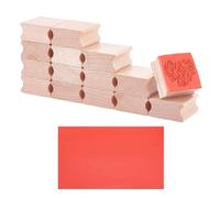 UNICRAFTALE About 15pcs Blank Wood Rubber Stamp Mounts with Red Rubber Stamp Sheet for Laser Engraving 29.6x21cm Soft Rubber Sheet 4cm Hard Wooden Blocks for Stamp Making DIY Crafting