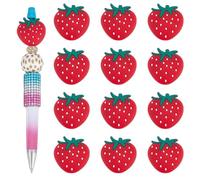 UNICRAFTALE About 15Pcs Cute Strawberry Focal Beads 27mm Long Big Summer Sweet Fruit Silicone Loose Beads Bulks for DIY Bracelets Necklace Keychain Making Hole 2.3mm