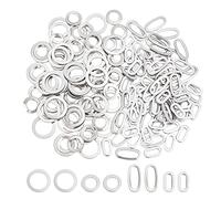 UNICRAFTALE About 160pcs 2 Sizes Ring/Oval Linking Ring Stainless Steel Linking Circle Connectors Metal Charm for Bracelet Necklace Jewelry Making Stainless Steel Color