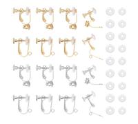 UNICRAFTALE About 16Pcs 2 Styles 2 Colors Clip-on Earring Component Golden Adjustable Screw Stainless Steel Earrings Converter for Non-Pierced Ears with Loops and Silicone Pads for Earring Making