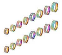 UNICRAFTALE About 16pcs 8 Sizes Rainbow Double Blank Core Finger Rings Stainless Steel Grooved Ring Settings Wide Finger Rings for Jewelry Making Gift