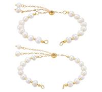 UNICRAFTALE about 2 Pcs 16.5cm Natural Pearl Beaded Slider Bracelet Making Floral White Pearl Beaded Bracelet Chain Women Trendy Bangle Adjustable Dainty Bracelets for Women Bracelets Fashion