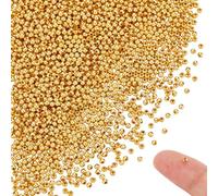 UNICRAFTALE About 2000pcs Real 24K Gold Plated 2.4mm Brass Spacer Beads Golden Round Loose Beads Metal Crimp Bead Tiny Smooth Hollow Rondelle Bead for DIY Bracelet Jewelry Making Crafting