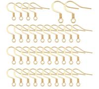 UNICRAFTALE About 200Pcs 18K Gold Plated Earring Hooks Stainless Steel Ear Wire with Loops Gold Ear Hooks Earwire Hooks Fish Hooks Flat Earring Hooks with Coil for DIY Earring Jewelry Making