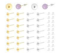 UNICRAFTALE About 200pcs 2 Colors Pearl Cup Earring Post 304 Stainless Steel Stud Earring Findings for Half Drilled Beads with 200pcs Plastic Ear Nuts for Earrings Jewelry Making Tray 5mm