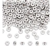 UNICRAFTALE About 200Pcs 6mm Flat Round Spacer Beads 304 Stainless Steel Loose Disc Beads 2mm Small Hole Metal Bead for DIY Bracelets Necklaces Jewelry Making