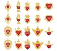 UNICRAFTALE about 20Pcs 10 Styles Heart Charms Enamel Pendants Sacred Heart Charms Red Heart Pendants Small Dangle Charms for Bracelet Earrings Necklace Jewelry Making Valentine's day
