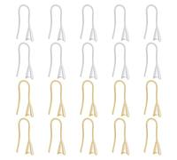 UNICRAFTALE About 20Pcs 2 Colors 24K Gold Plated Earring Hooks with Ice Pick Pinch Bails 925 Sterling Silver Ear Hooks French Ear Wires with Pendant Clasp for DIY Jewelry Earring Making