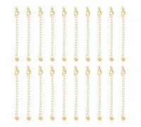 UNICRAFTALE About 20Pcs 70mm 304 Stainless Steel Golden Extension Chain Sets End Chains Extension Tails with Clasps and Tiny Heart Charm Chain Extender for Necklace Bracelet Jewelry Making