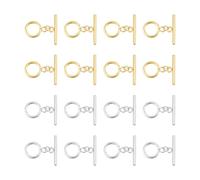 UNICRAFTALE About 24 Sets 2 Colors 24K Gold Plated Stainless Steel Toggle Clasps Gold Plated T Bar Closure Clasp OT End Fasteners Round Ring Toggle Clasps Connectors for DIY Bracelets Jewelry Making