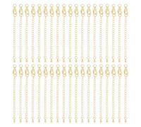 UNICRAFTALE About 24 Sets 24K Gold Plated Curb Chain Extender End Chains with Lobster Claw Clasps Brass Chain Extension Tails for Jewelry Making Necklaces Bracelet Anklets 65mm Long