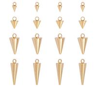 UNICRAFTALE About 24pcs 4 Styles Spike Pattern Hypoallergenic Pendants 304 Stainless Steel Charms Golden Cone Pattern Pendants for DIY Necklaces Jewelry Making, Hole 1.5~2mm