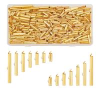 UNICRAFTALE About 280pcs Slide On Ends Clasp 7 Sizes Tubes Crimp End Golden Tube Ends Bar Slider End Caps Crimp Iron Tube Buckle Clasps for Seed Beads Looms Multi Strand Necklace Bracelet
