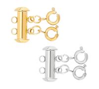UNICRAFTALE About 2Pcs 2Color Layered Necklace Spacer Clasp Stainless Steel Slide Lock Clasps 2 Strands Necklaces Slide Tube Lock with Lobster Clasps Jewelry Clasps Connectors for Layered Bracelet